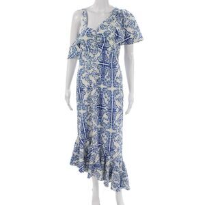 Viva Aviva Womens Slip Dress Blue V-Neck Geometric Size 2